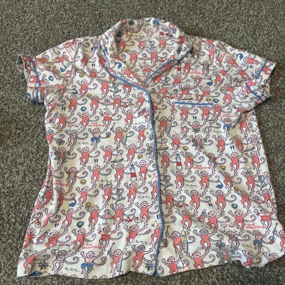 Roller Rabbit Hamptons Monkey Print Pajama Top